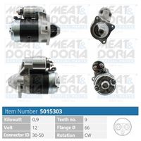 MEAT & DORIA 5015303 - Potencia nominal [kW]: 1,2<br>Tensión [V]: 12<br>Diámetro de brida [mm]: 66<br>Número de dientes: 9<br>Sentido de giro: Sentido de giro a la derecha (horario)<br>Pinza: M8<br>ID del modelo de conector: Plug<br>Cantidad de agujeros de fijación: 3<br>Cant. taladros roscados: 3<br>peso neto [kg]: 4,4<br>