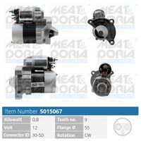 MEAT & DORIA 5015067 - Tensión [V]: 12<br>Potencia nominal [kW]: 1,1<br>ID del modelo de conector: 30-50<br>Número de dientes: 9<br>Número de dientes: 10<br>Cantidad de agujeros de fijación: 3<br>Sentido de giro: Sentido de giro a la derecha (horario)<br>