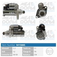 MEAT & DORIA 5015287 - Cantidad de agujeros de fijación: 2<br>Potencia nominal [kW]: 2<br>Pinza: B+ M8<br>Tensión [V]: 12<br>Sentido de giro: Sentido de giro a la izquierda (antihorario)<br>Diámetro de brida [mm]: 79<br>Número de dientes: 13<br>para OE N°: 0AH911023J<br>Calidad: GENUINE<br>