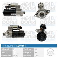 MEAT & DORIA 5010312 - Código de motor: CFFB<br>Cantidad de agujeros de fijación: 2<br>Tensión [V]: 12<br>Potencia nominal [kW]: 1,5<br>Sentido de giro: Sentido de giro a la izquierda (antihorario)<br>Número de dientes: 13<br>Diámetro de brida [mm]: 79<br>