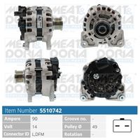 MAGNETI MARELLI MQA2043 - Código de motor: K4M 842<br>Tensión [V]: 14<br>Corriente de carga alternador [A]: 98<br>Poleas: con polea de rueda libre<br>poleas - Ø [mm]: 56<br>