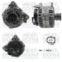 MEAT & DORIA 5510394 - Tensión [V]: 14<br>Corriente de carga alternador [A]: 140<br>ID del modelo de conector: B+,COM<br>Cantidad de agujeros de fijación: 2<br>Número de canales: 6<br>Poleas: con polea de rueda libre<br>poleas - Ø [mm]: 56<br>Sentido de giro: Sentido de giro a la derecha (horario)<br>