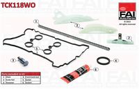 FAI AutoParts TCK118WO - Código de motor: 5FT (EP6DT)<br>Lado de montaje: arriba<br>Artículo complementario/Información complementaria: con ruedas dentadas<br>Artículo complementario/Información complementaria: con juntas<br>Mando de válvulas: para motores con distribución por válvulas variable<br>Número de eslabones: 144<br>Modelo cadena: Símplex<br>Modelo cadena: Cadena de pasadores<br>Se requiere adicionalmente artículo Nº: OCV002<br>