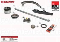 FAI AutoParts TCK46VVT - Número cadenas: 1<br>Número de eslabones: 144<br>Modelo cadena: Símplex<br>Artículo complementario/Información complementaria: con rueda dentada árbol de levas<br>Artículo complementario/Información complementaria: con rueda dentada cigüeñal<br>Mando de válvulas: para motores con distribución por válvulas variable<br>