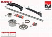 FAI AutoParts TCK80VVT - Código de motor: 1KR-FE<br>Lado de montaje: arriba<br>Artículo complementario/Información complementaria: con ruedas dentadas<br>Artículo complementario/Información complementaria: con juntas<br>Número de eslabones: 124<br>Modelo cadena: Símplex<br>Modelo cadena: Cadena de pasadores<br>