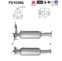 AS FD1039Q - año construcción desde: 01/2008<br>año construcción hasta: 04/2009<br>Longitud [mm]: 760<br>Peso [kg]: 7,5<br>Equipamiento de vehículo: para vehículos con OBD<br>Material: cordierita<br>