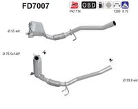 AS FD7007 - año construcción hasta: 06/2008<br>Código de motor: BMN<br>Vehículo con dirección a la izquierda / derecha: para vehic. dirección izquierda<br>Longitud [mm]: 1200<br>Peso [kg]: 7,8<br>Equipamiento de vehículo: para vehículos con OBD<br>Material: carburo de silicio<br>