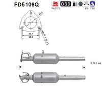 AS FD5106Q - año construcción desde: 10/2011<br>Longitud [mm]: 910<br>Peso [kg]: 6,7<br>Equipamiento de vehículo: para vehículos con OBD<br>Norma de emisiones: Euro 5<br>Material: cordierita<br>