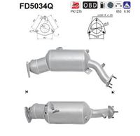 AS FD5034Q - Longitud [mm]: 650<br>Peso [kg]: 6,0<br>Norma de emisiones: Euro 5<br>Equipamiento de vehículo: para vehículos con OBD<br>Material: cordierita<br>