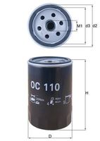 MAHLE OC110 - Tipo de filtro: Filtro enroscable<br>Diámetro exterior [mm]: 79<br>Medida de rosca: 3/4"-16<br>Diámetro de junta tórica de [mm]: 62<br>Diámetro de junta tórica hasta [mm]: 72<br>Altura [mm]: 123<br>