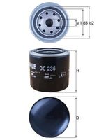 MAHLE OC236 - Tipo de filtro: Filtro enroscable<br>Altura [mm]: 119<br>Diámetro exterior [mm]: 76<br>Diámetro 3 [mm]: 62<br>Diámetro 4 [mm]: 72<br>Rosca 1: 3/4"-16<br>