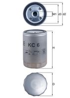 MAHLE KC6 - Tipo de filtro: Primer filtro<br>Tipo de filtro: Filtro enroscable<br>Diámetro [mm]: 95,2<br>Altura [mm]: 192,0<br>Medida de rosca: M14x1,5<br>Diámetro 2 [mm]: 72,3<br>Diámetro de junta tórica [mm]: 62,0<br>Par apriete [Nm]: 20<br>long. de embalaje [cm]: 10,0<br>Ancho de embalaje [cm]: 10,00<br>h embalaje [cm]: 21,30<br>Peso neto [g]: 606<br>