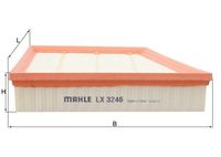 MAHLE LX3246 - Tipo de filtro: Cartucho filtrante<br>Longitud [mm]: 286<br>Longitud 1 [mm]: 214<br>Ancho [mm]: 179<br>Altura [mm]: 58,5<br>