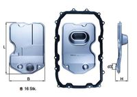 MAHLE HX160KIT - Clase de caja de cambios: Automático, 6 vel.<br>Tipo de filtro: Cartucho filtrante<br>Artículo complementario/Información complementaria: con junta<br>Ancho [mm]: 180<br>Altura [mm]: 71<br>Diámetro de junta tórica [mm]: 38<br>Tipo de caja de cambios: TR60SN<br>Tipo de caja de cambios: TR-60SN<br>