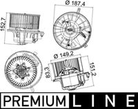 MAHLE AB149000P - Diámetro [mm]: 149,0<br>Potencia nominal [W]: 324<br>Vehículo con dirección a la izquierda / derecha: para vehic. dirección izquierda<br>Tensión [V]: 12<br>Intensidad de corriente [A]: 27<br>Número de enchufes de contacto: 2,0<br>Artículo complementario/Información complementaria: sin controlador incorporado<br>Equipamiento de vehículo: para vehículos con/sin climatización<br>Peso neto [g]: 1691<br>h embalaje [cm]: 23,00<br>long. de embalaje [cm]: 25,0<br>Ancho de embalaje [cm]: 25,00<br>