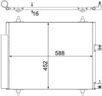 MAHLE AC515000S - Material: Aluminio<br>Longitud de red [mm]: 550<br>Ancho de red [mm]: 451<br>Profundidad de red [mm]: 16<br>Ø entrada [mm]: 14,4<br>Ø salida [mm]: 11<br>Medida de rosca: M10x1,25<br>