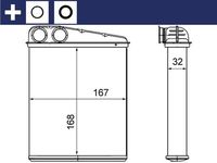 MAHLE AH16000S - Artículo complementario / información complementaria 2: sin conducto<br>Longitud de red [mm]: 165<br>Ancho de red [mm]: 165<br>Profundidad de red [mm]: 32<br>Material depósitos de agua (radiador): Aluminio<br>Material aletas refrigeradoras: Aluminio<br>Tipo radiador: Aletas refrigeración soldadas<br>