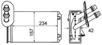 MAHLE AH20000S - Longitud de red [mm]: 235<br>Ancho de red [mm]: 157<br>Profundidad de red [mm]: 42<br>Tipo radiador: Aletas refrigeración unidas mecánicamente<br>