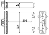 MAHLE AH216000S - Artículo complementario / información complementaria 2: sin conducto<br>Longitud de red [mm]: 207<br>Ancho de red [mm]: 177<br>Profundidad de red [mm]: 42<br>Material depósitos de agua (radiador): Plástico<br>Material aletas refrigeradoras: Aluminio<br>Tipo radiador: Aletas refrigeración unidas mecánicamente<br>