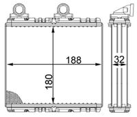 MAHLE AH222000S - Diámetro de entrada 1 [mm]: 16<br>Diámetro de salida 1 [mm]: 16<br>Calidad: Premium<br>Material: Aluminio<br>Tipo radiador: Aletas refrigeración soldadas<br>Longitud de red [mm]: 180<br>Ancho de red [mm]: 188<br>Profundidad de red [mm]: 32<br>