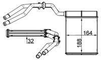 MAHLE AH257000S - año construcción hasta: 03/2010<br>Código de motor: QYBA<br>Código de motor: KHBA<br>Equipamiento de vehículo: para vehículos con climatizador (regulado manualmente)<br>Profundidad de red [mm]: 32<br>Ancho de red [mm]: 178<br>Longitud de red [mm]: 184<br>