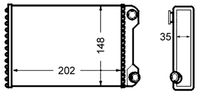 MAHLE AH59000S - año construcción hasta: 06/2003<br>Código de motor: 188 A3.000<br>Profundidad de red [mm]: 42<br>Ancho de red [mm]: 158<br>Longitud de red [mm]: 210<br>