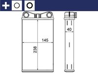 MAHLE AH7000S - Material aletas refrigeradoras: Aluminio<br>Tipo radiador: Aletas refrigeración soldadas<br>Material depósitos de agua (radiador): Aluminio<br>Longitud de red [mm]: 238<br>Ancho de red [mm]: 145<br>Profundidad de red [mm]: 40<br>Vehículo con dirección a la izquierda / derecha: para vehíc. dirección a la derecha<br>Artículo complementario / información complementaria 2: con junta tórica<br>Equipamiento de vehículo: para vehículos con/sin climatización<br>long. de embalaje [cm]: 17,2<br>h embalaje [cm]: 30,50<br>Ancho de embalaje [cm]: 7,50<br>Peso neto [g]: 779<br>