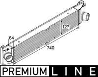 MAHLE CI158000P - año construcción hasta: 05/2014<br>Código de motor: F1CE0481D (F30DT)<br>Profundidad de red [mm]: 64<br>Longitud de red [mm]: 741<br>Ancho de red [mm]: 128<br>Tipo radiador: Aletas refrigeración soldadas<br>