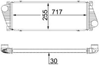 MAHLE CI18000S - Tipo de refrigeración: refrigerado por aire<br>Longitud de red [mm]: 718<br>Ancho de red [mm]: 259<br>Profundidad de red [mm]: 30<br>Material depósitos de agua (radiador): Plástico<br>Material aletas refrigeradoras: Aluminio<br>