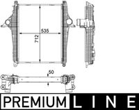 MAHLE CI147000P - Diámetro de entrada 1 [mm]: 66<br>Diámetro de salida 1 [mm]: 82<br>Tipo radiador: Aletas refrigeración soldadas<br>Calidad: Premium<br>Restricción de fabricante: BEHR<br>Material: Aluminio<br>Material: Plástico<br>Longitud de red [mm]: 535<br>Ancho de red [mm]: 710<br>Profundidad de red [mm]: 50<br>