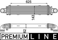 MAHLE CI357000P - Tipo de refrigeración: refrigerado por aire<br>Longitud de red [mm]: 625<br>Ancho de red [mm]: 143<br>Profundidad de red [mm]: 62<br>Material depósitos de agua (radiador): Plástico<br>Material aletas refrigeradoras: Aluminio<br>