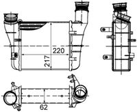 MAHLE CI426000S - Código de motor: BLB<br>Código de motor: BRE<br>Ancho de red [mm]: 218<br>Profundidad de red [mm]: 65<br>Longitud de red [mm]: 220<br>Tipo radiador: Aletas refrigeración soldadas<br>