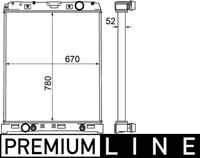 MAHLE CR1220000P - Diámetro de salida 1 [mm]: 56,5<br>Diámetro de entrada 1 [mm]: 56,5<br>Tipo radiador: Aletas refrigeración soldadas<br>Profundidad de red [mm]: 52<br>Longitud de red [mm]: 780<br>Ancho de red [mm]: 667<br>Material: Aluminio<br>Material: Plástico<br>