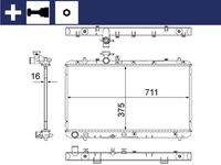 MAHLE CR1314000S - Longitud de red [mm]: 375<br>Ancho de red [mm]: 710<br>Profundidad de red [mm]: 15<br>Material aletas refrigeradoras: Aluminio<br>Material depósitos de agua (radiador): Plástico<br>Tipo radiador: Aletas refrigeración soldadas<br>