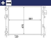 MAHLE CR1504000S - año construcción desde: 04/2001<br>año construcción hasta: 07/2006<br>Código de motor: F9Q 760<br>Equipamiento de vehículo: para vehículos con climatizador (regulado manualmente)<br>Ancho de red [mm]: 470<br>Longitud de red [mm]: 560<br>Profundidad de red [mm]: 23<br>Tipo radiador: Aletas refrigeración unidas mecánicamente<br>