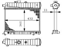 MAHLE CR2207000S - Longitud de red [mm]: 360<br>Ancho de red [mm]: 419<br>Profundidad de red [mm]: 32<br>Material aletas refrigeradoras: Aluminio<br>Material depósitos de agua (radiador): Plástico<br>Tipo radiador: Aletas refrigeración unidas mecánicamente<br>