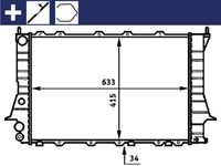 MAHLE CR358000S - Código de motor: ADR<br>Clase de caja de cambios: Caja de cambios manual<br>Profundidad de red [mm]: 32<br>Longitud de red [mm]: 630<br>Ancho de red [mm]: 414<br>Tipo radiador: Aletas refrigeración unidas mecánicamente<br>