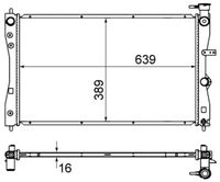 MAHLE CR858000S - Longitud de red [mm]: 640<br>Ancho de red [mm]: 405<br>Profundidad de red [mm]: 16<br>Material aletas refrigeradoras: Aluminio<br>Material depósitos de agua (radiador): Plástico<br>Tipo radiador: Aletas refrigeración soldadas<br>