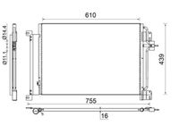 MAHLE AC670000S - Material: Aluminio<br>Ø entrada [mm]: 14,4<br>Ø salida [mm]: 10,9<br>Longitud de red [mm]: 610<br>Ancho de red [mm]: 418<br>Profundidad de red [mm]: 16<br>