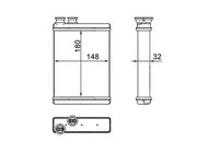 MAHLE AH265000S - Código de motor: CUSA<br>Profundidad de red [mm]: 32<br>Longitud de red [mm]: 178<br>Ancho de red [mm]: 171<br>