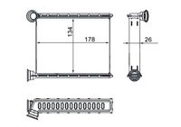 MAHLE AH272000S - Artículo complementario / información complementaria 2: sin conducto<br>Longitud de red [mm]: 134<br>Ancho de red [mm]: 180<br>Profundidad de red [mm]: 26<br>Material depósitos de agua (radiador): Aluminio<br>Material aletas refrigeradoras: Aluminio<br>Tipo radiador: Aletas refrigeración soldadas<br>