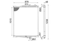 MAHLE CR2095000S - Tipo radiador: Aletas refrigeración soldadas<br>Longitud de red [mm]: 1015<br>Ancho de red [mm]: 887<br>Profundidad de red [mm]: 52<br>Material depósitos de agua (radiador): Plástico<br>Diámetro 1 [mm]: 65<br>Diámetro 2 [mm]: 27<br>Diámetro 2 [mm]: 61<br>Artículo complementario / información complementaria 2: con bastidor<br>Ancho de embalaje [cm]: 115,00<br>long. de embalaje [cm]: 138,0<br>Peso neto [g]: 28491<br>h embalaje [cm]: 30,00<br>