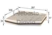 WEBASTO 82D0325174CA - Tipo de filtro: Filtro antipolen<br>Longitud [mm]: 287<br>Ancho [mm]: 208<br>