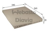 WEBASTO 82D0325205A - Vehículo con dirección a la izquierda / derecha: para vehíc. dirección a la derecha<br>Equipamiento de vehículo: para vehículos con climatizador<br>Tipo de filtro: filtro de depósito interior biofuncional<br>Longitud [mm]: 267<br>Material bastidor: textil<br>Ancho [mm]: 215<br>Altura [mm]: 20<br>Material: Carbón activado<br>Tipo de filtro: con efecto bactericida<br>Tipo de filtro: con efecto fungicida<br>Tipo de filtro: Filtro partículas finas (PM 2.5)<br>