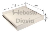 WEBASTO 82D0325228A - Equipamiento de vehículo: para vehículos sin aire acondicionado<br>Tipo de filtro: Filtro antipolen<br>Longitud [mm]: 210<br>Ancho [mm]: 210<br>