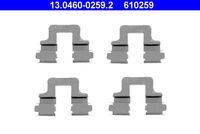 ATE 610259 - Lado de montaje: Eje delantero<br>para diámetro disco de freno [mm]: 312<br>Sistema de frenos: ATE<br>Peso [kg]: 0,04<br>Restricción de fabricante: ATE<br>Forma de resorte: Muelle de alambre<br>