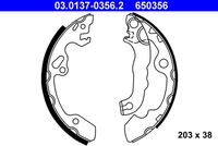 ATE 650356 - Dinámica de frenado / conducción: para vehículos sin ABS<br>Lado de montaje: Eje trasero<br>Diámetro [mm]: 205<br>Ancho [mm]: 39<br>