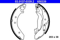 ATE 650339 - Lado de montaje: Eje trasero<br>Diámetro [mm]: 200<br>Ancho [mm]: 38,6<br>