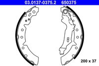 ATE 650375 - año construcción desde: 05/1997<br>año construcción hasta: 01/2000<br>Lado de montaje: Eje trasero<br>Diámetro interior de tambor de freno [mm]: 200<br>Ancho [mm]: 37<br>Homologación: E1 90R-011043/016<br>Nº art. de accesorio recomendado: 03.0137-9114.2<br>