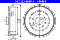 ATE 480188 - Lado de montaje: Eje trasero<br>Diámetro interior de tambor de freno [mm]: 228<br>H tamb. freno interna [mm]: 51<br>H tamb. freno total [mm]: 66<br>Llanta, nº de taladros: 5<br>Diám. buje de rueda [mm]: 64<br>Diámetro exterior del tambor de freno [mm]: 271<br>Peso [kg]: 6,32<br>corona de agujeros - Ø [mm]: 108<br>